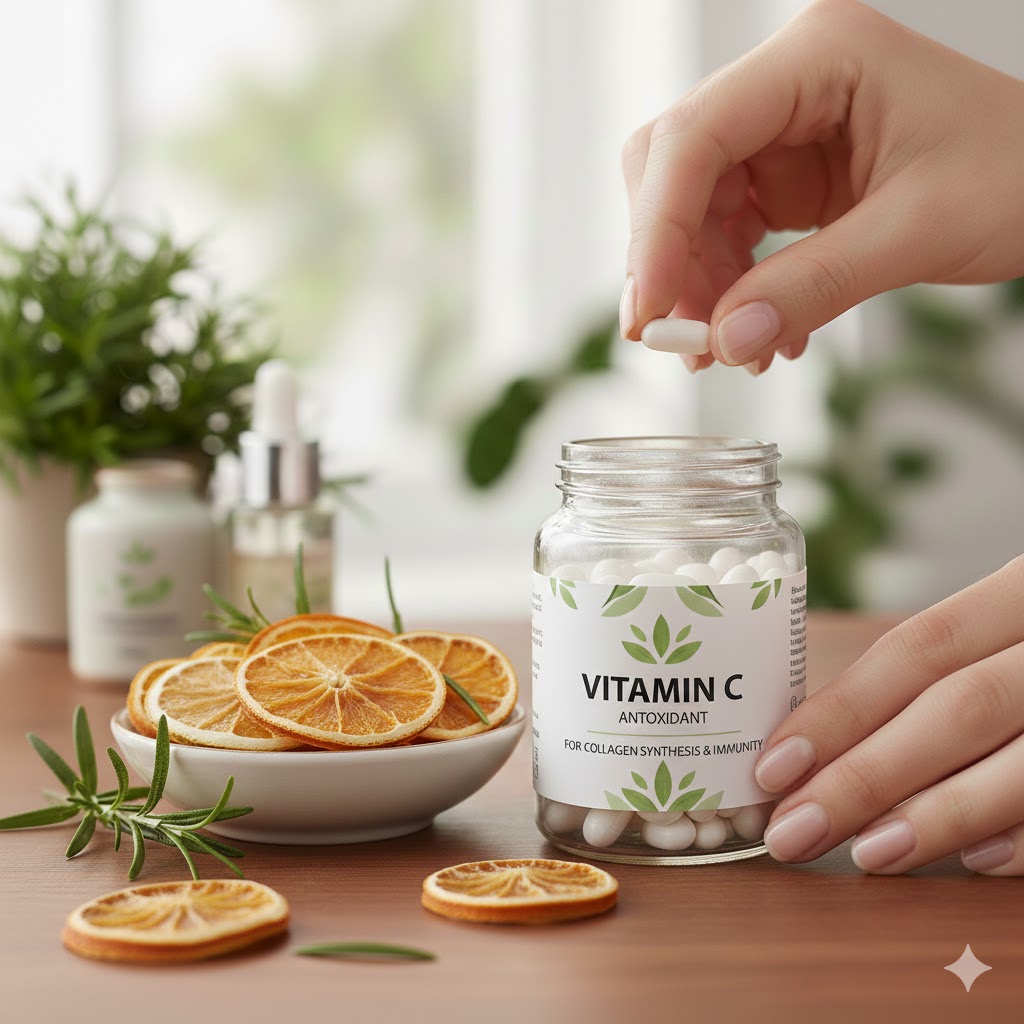 Vitamin C antioxidant for collagen synthesis and immunity